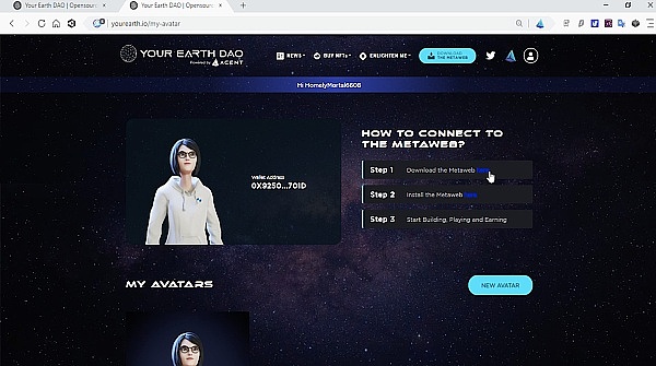 You Earth DAO Metaweb Alpha 即将到来的增强和升级