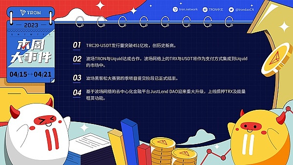 波场TRON本周（2023.04.15-2023.04.21）大事件抢先一览
