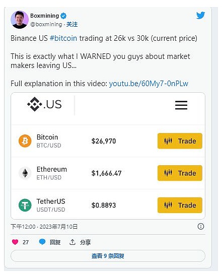 Binance.US 上的比特币价格暴跌 3000 美元 – 这是发生的事情