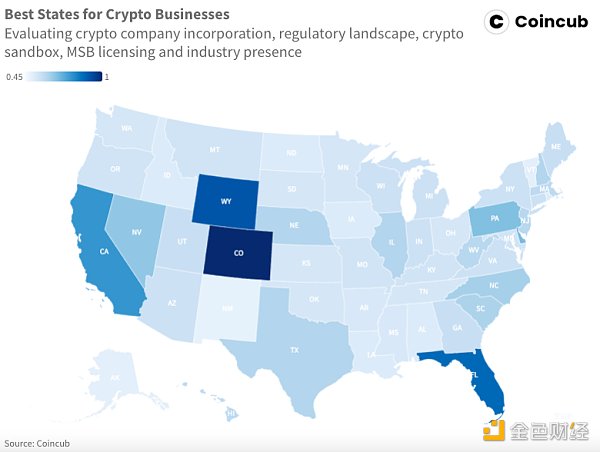 美国加密企业分布：哪个州、哪个城市加密公司最多