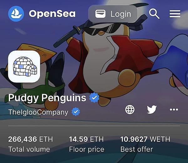 疑似发币在即？Pudgy Penguins近期的NFT地板价持续攀升