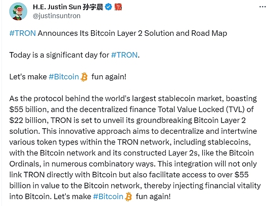 落实三大阶段目标, TRON全方位打通与BTC生态互联
