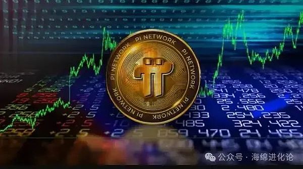 数字图表背景下的 Pi Network 硬币显示价格上涨