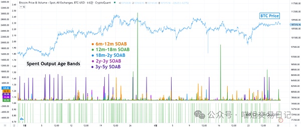 比特币花费输出年龄段指标。