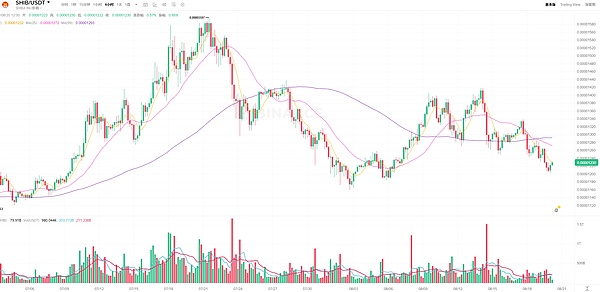 SHIB月跌 17%、活跃地址创新低、前 100 钱包增持 21 万亿、短期或反弹至 0.00001320？