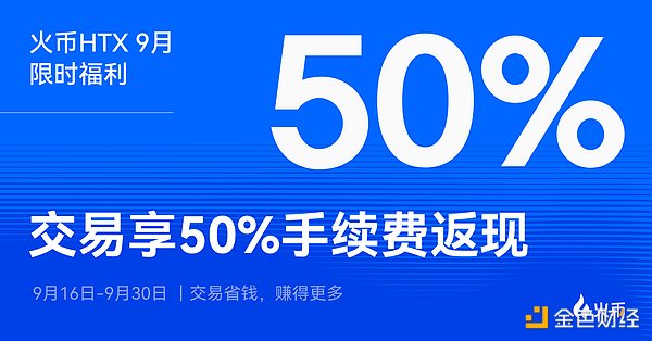 火币HTX 9月福利来袭 现货交易最高返现50%手续费
