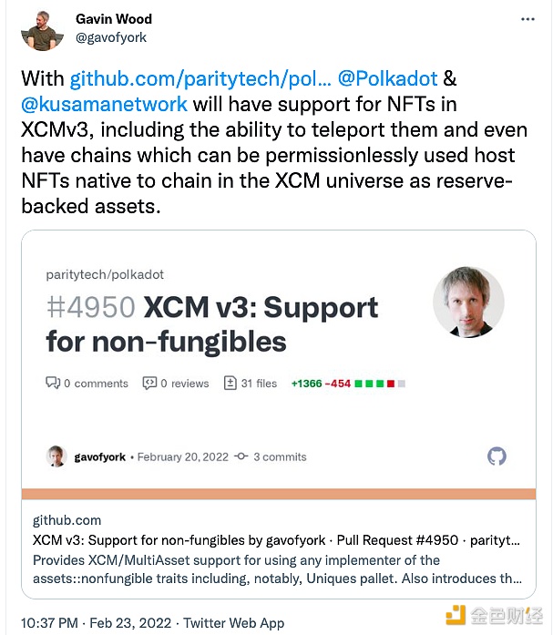 Gavin Wood：波卡和kusama合作，将在XCMv3中支持NFT - 屯币呀